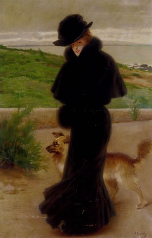 Matteo An Elegant Lady With Her Faithful Companion By The Beach