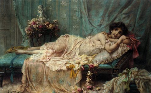 Hans Zatzka Reclining Beauty