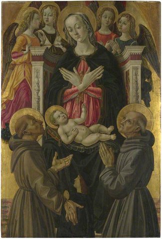 Bartolomeo Caporali (c.1420-c.1505) (attributed to) - The Virgin and Child with Saints, Angels and a Donor - NG1103.1 - National Gallery.jpg