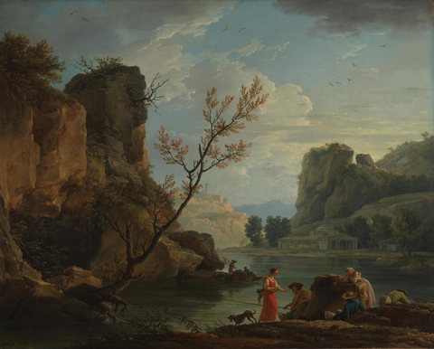 A River with Fishermen