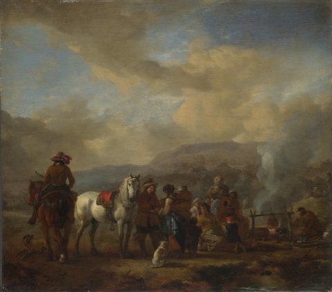 Two Horsemen at a Gipsy Encampment