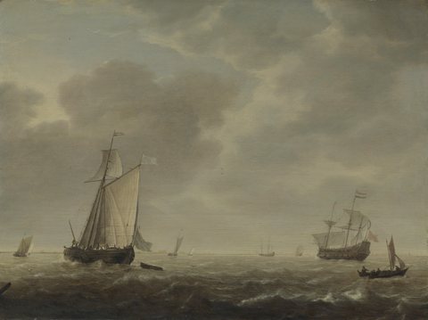 A Dutch Man-of-war and Various Vessels in a Breeze