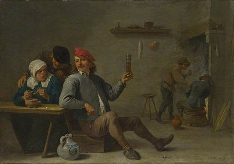David Teniers II (1610-1690) - A Man holding a Glass and an Old Woman lighting a Pipe - NG158 - National Gallery.jpg