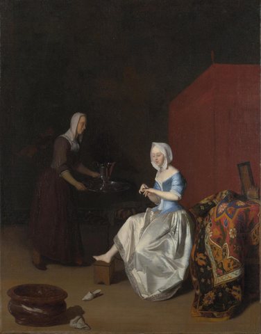 A Young Lady Trimming her Fingernails