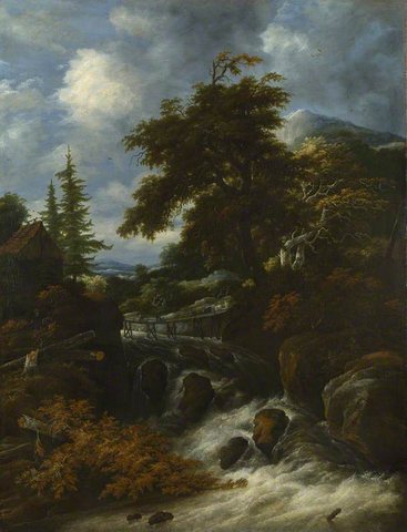 Jacob Salomonsz. van Ruysdael (1629-1630-1681) - A Waterfall by a Cottage in a Hilly Landscape - NG628 - National Gallery.jpg