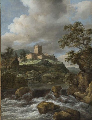 Jacob van Ruisdael - Waterfall with a castle on a hill.jpg