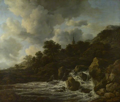 Jacob van Ruisdael - A Waterfall at the Foot of a Hill, near a Village, NG855.jpg