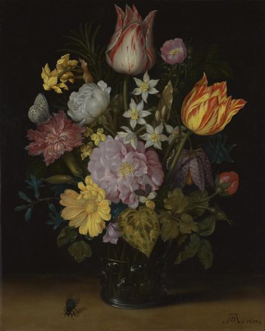 Flowers in a Glass Vase