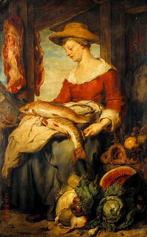 canon hans junge frau mit strohhut als verkauferin auf dem markt
