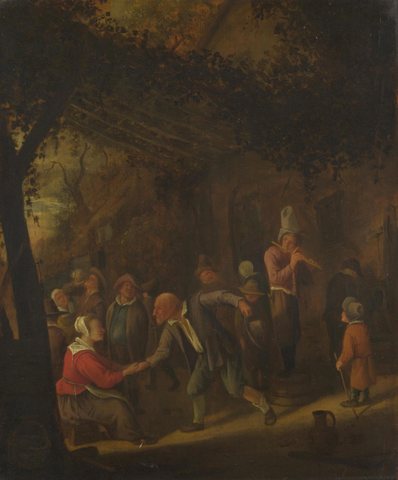 Peasants merry-making outside an Inn