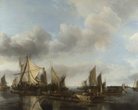 A River Scene with a Large Ferry and numerous vessels.jpg