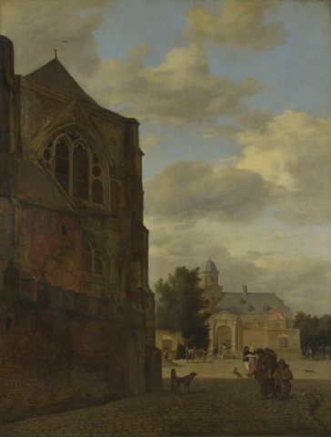 Jan van der Heyden - An Imaginary View of Nijenrode Castle and the Sacristy of Utrecht Cathedral.jpg