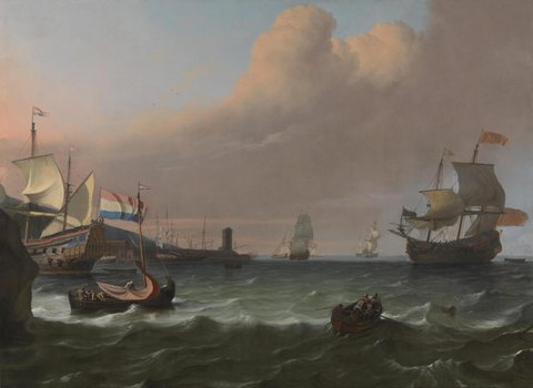 Dutch Men-of-war entering a Mediterranean Port