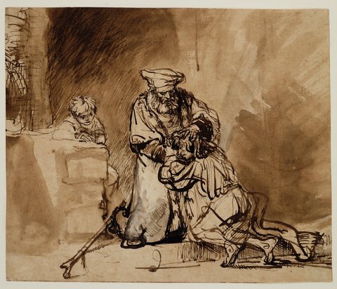 Prodigal son by Rembrandt (drawing, 1642)