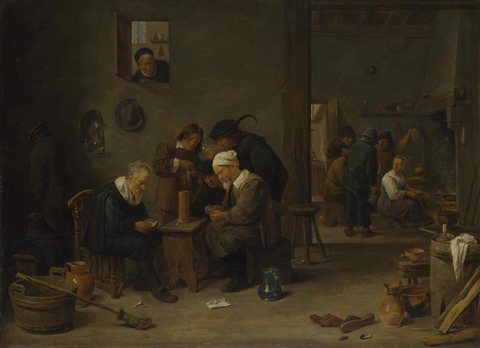 Two Men playing Cards in the Kitchen of an Inn