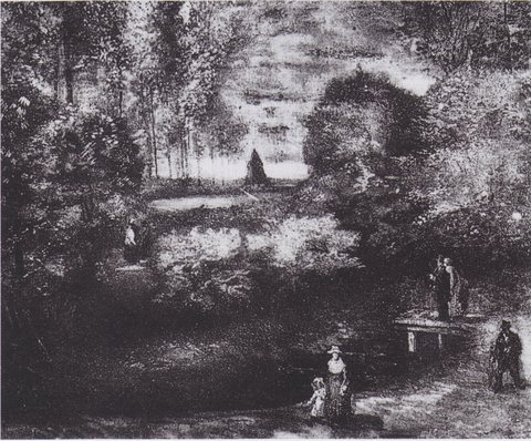 Parsonage Garden at Nuenen with Pond and Figures