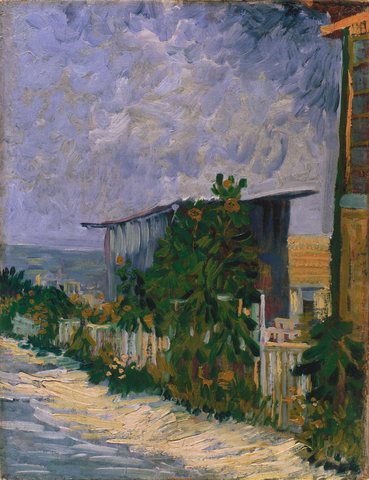 Schuppen am Montmartre mit Sonnenblume