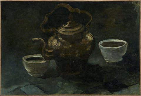 Still Life with Copper Coffeepot and Two White Bowls
