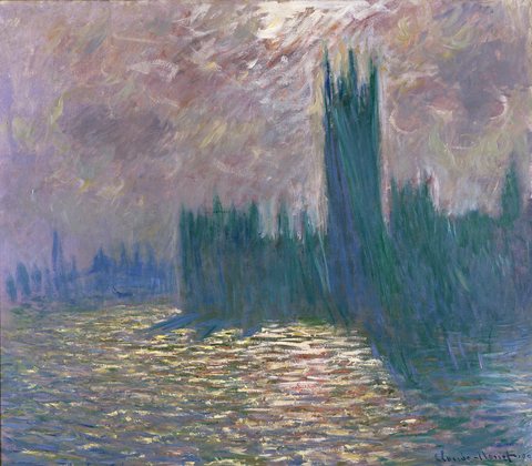 London. Parliament. Reflections on the Thames