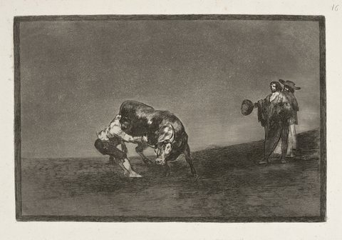 Francisco Goya y Lucientes - O famoso Martincho girando um touro na praça de Madri, da série Tauromaquia, 1815-16