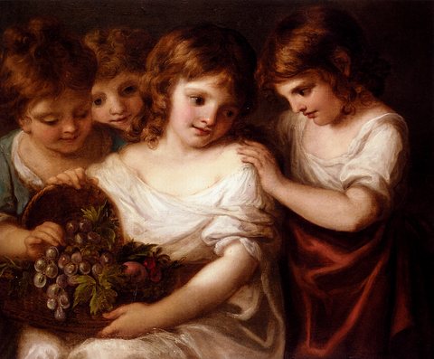 Kauffman Angelica Four Children With A Basket Of Fruit Kauffm