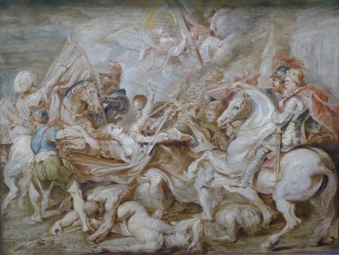 Allegory of Catholic Austria attacked by hostile Protestants