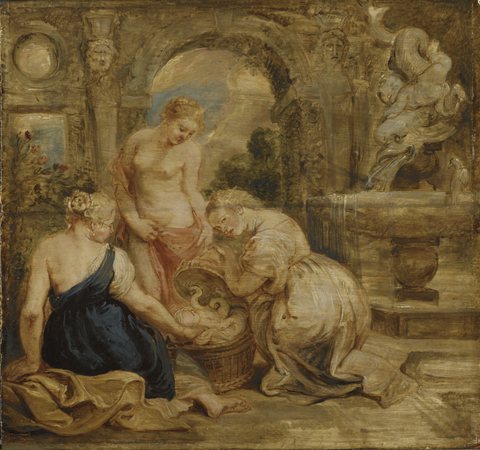 Cecrops' Daughters Finding Erichtonius. Sketch