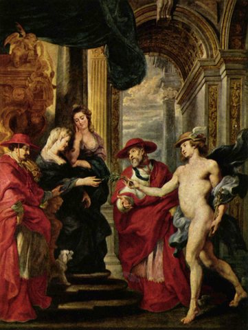 Maria de Medici meets her son, with Cardinal de la Rochefoucauld as mediator