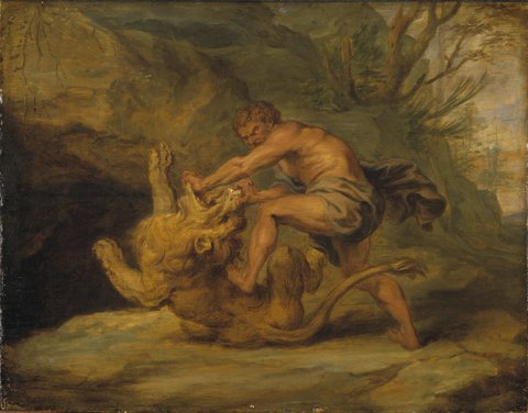 Samson and the Lion. Study