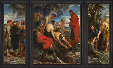 The miraculous draught of fishes, circa 1618-19