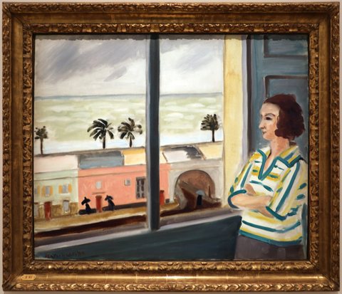 Young Woman Looking at the Sea, Stormy Weather