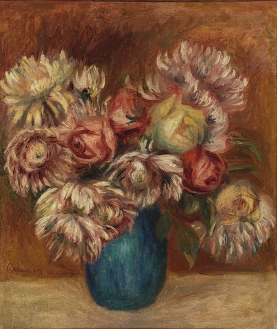 Flowers in a Green Vase