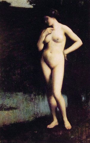 Standing Nude Before the Lake