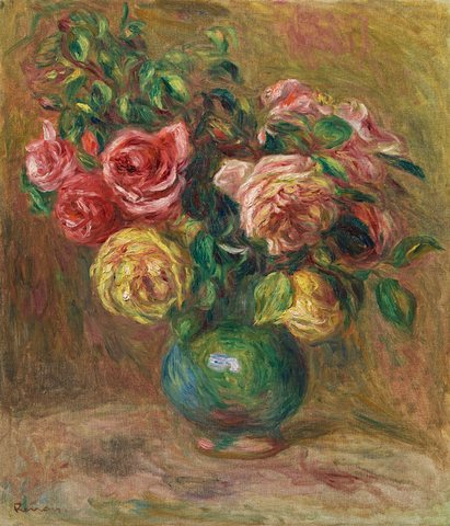 Roses in a gern vase