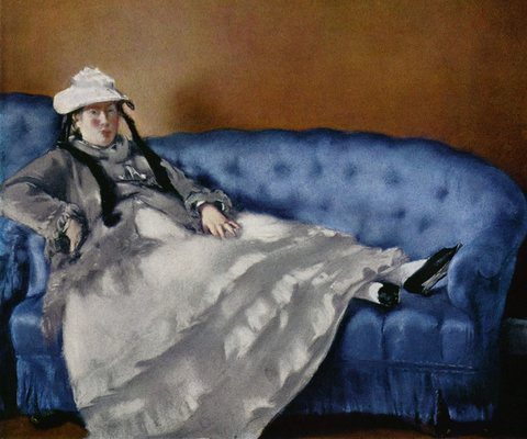 Portrait of Madame Edouard Manet on a blue sofa