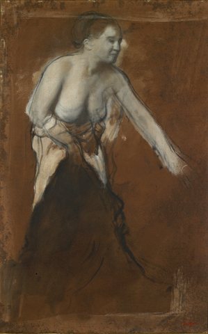 Standing Female Figure with Bared Torso