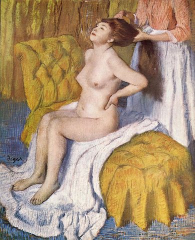 Woman Having Her Hair Combed