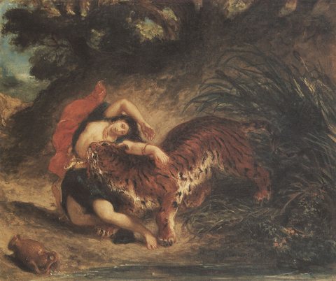 Girl being mauled by a tiger