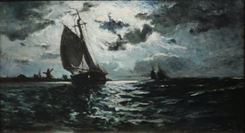 Sailing Vessel in Moonlight