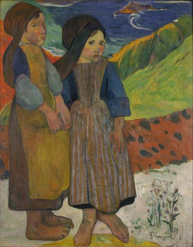 Two Breton Girls by the Sea