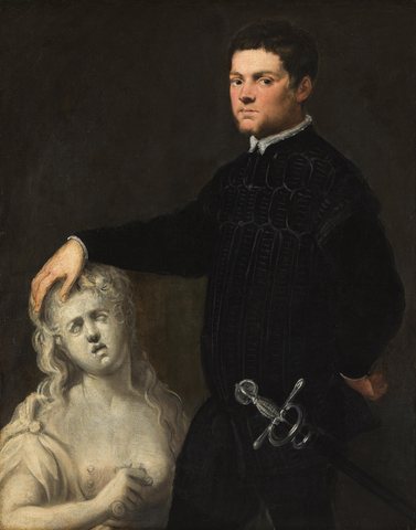 Portrait of a young man with a sculpture of Lucretia - Tintoretto