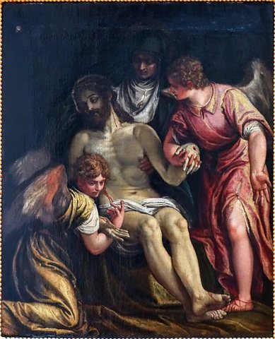 Lamentation of Christ with Mary and two Angels