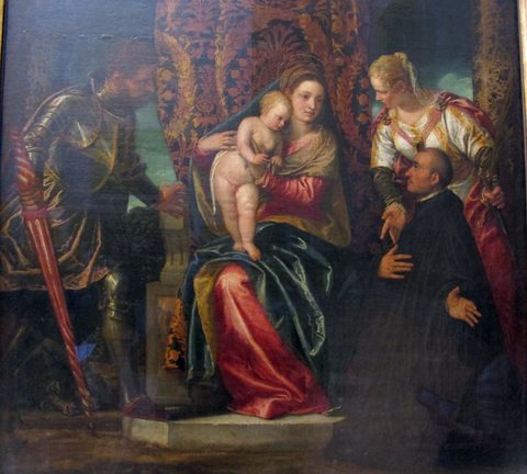 Madonna and Child between St. Justina and St. George, with a Kneeling Benedictine Monk