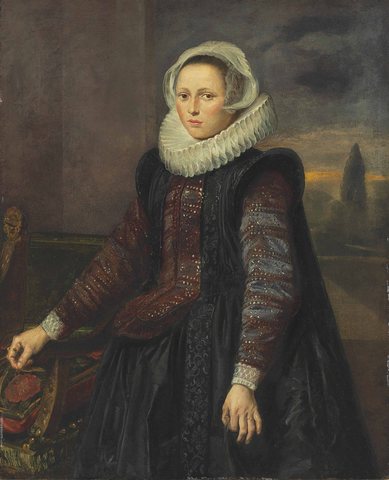 Portrait of a lady with a landscape background
