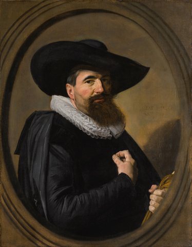 Portrait of a man with hat and ruff collar