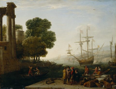 A Seaport at Sunset