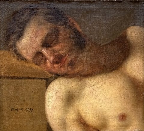 Etude de tête et torse d'homme