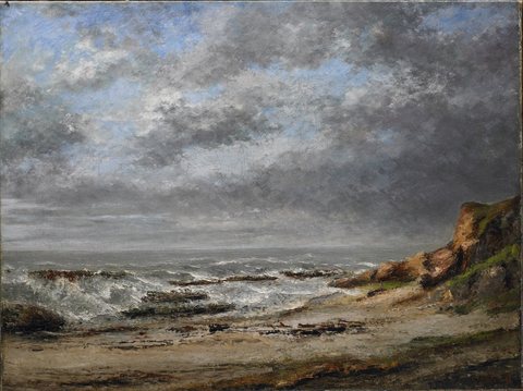 View of a rough sea near a cliff