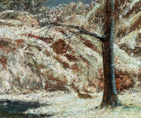Winter landscape with a deer.