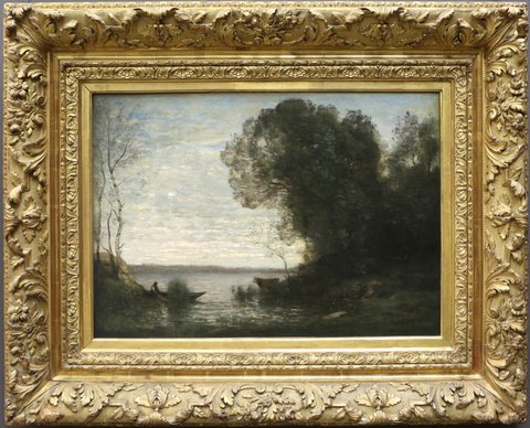 An evening. Boatman moored